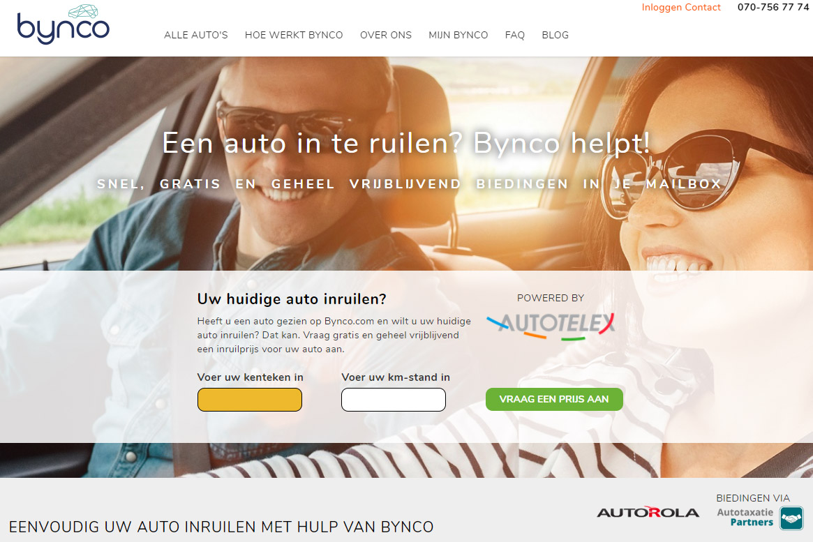 Online autokoper kan auto nu ook online inruilen bij autowebshop Bynco.com