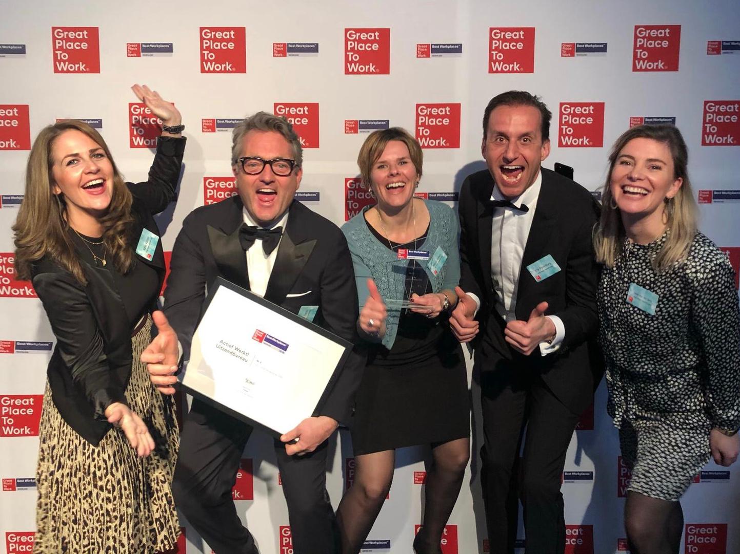 Actief Werkt! Uitzendbureau voor het tweede jaar op rij in top drie van Best Workplaces 2019