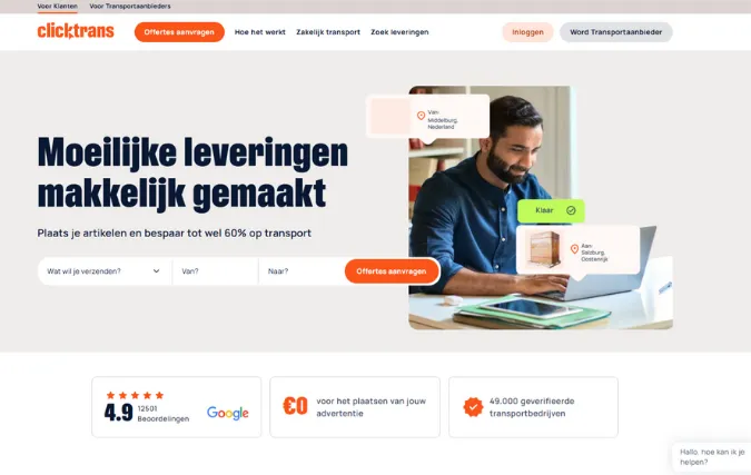 Clicktrans -  Het Europese platform voor het transporteren van niet-standaard zendingen - Lanceert in Nederland