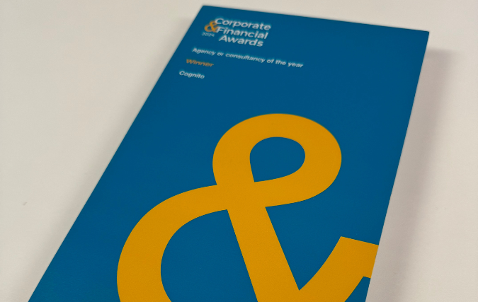 Cognito uitgeroepen tot Agency of the Year bij de Corporate & Financial Communications Awards 2024 in Londen