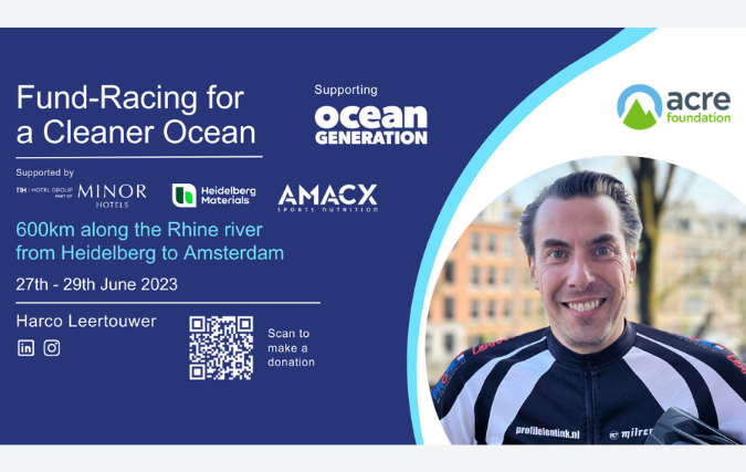 Fundraising voor een schonere oceaan door in drie dagen van Heidelberg naar Amsterdam te fietsen