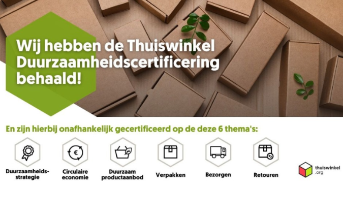 Plein.nl behaalt als eerste in de drogisterijsector het duurzaamheidscertificaat van de Thuiswinkel.org
