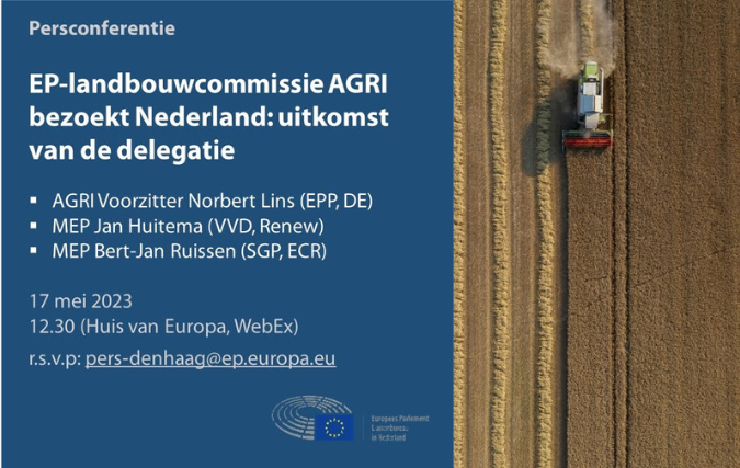 Persbriefing over bezoek EP-landbouwcommissie aan Nederland (HvE, WebEx, 17 mei, 12.30)