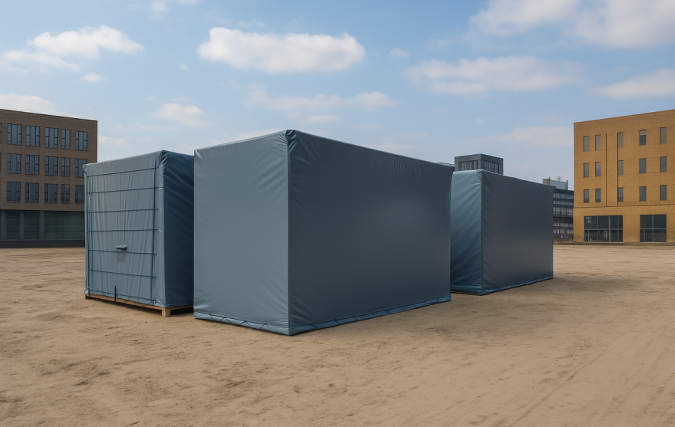 Albers Zeilmakerij beschermt wat écht telt met prefab hoezen op maat voor modulaire bouw.